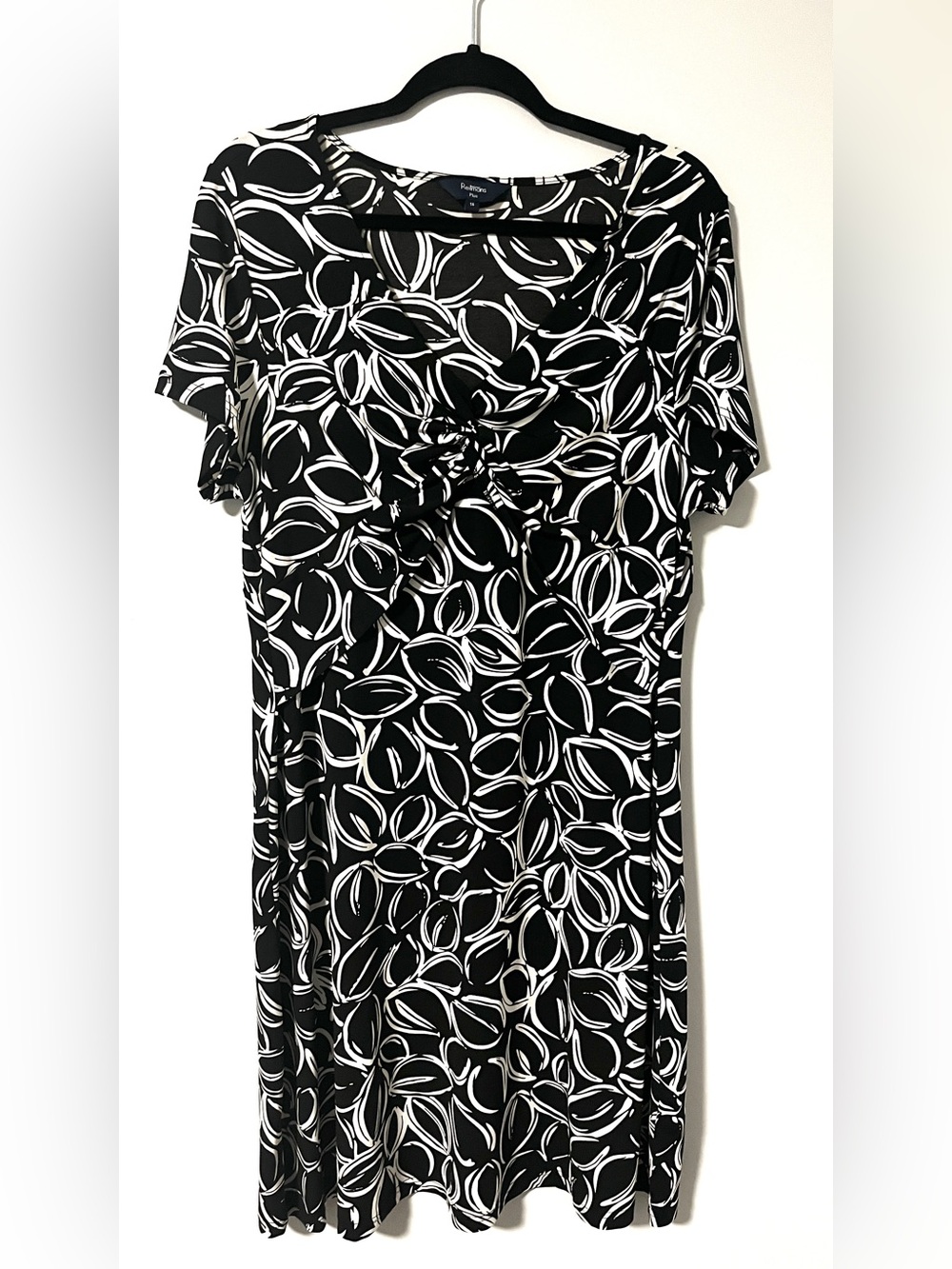 Black & White Knot-Front Women's Dress